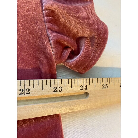 Old Navy Women 1X Plus Top Bright Pink Velvet Glitter Short Sleeve Quiet Luxury - Picture 7 of 15